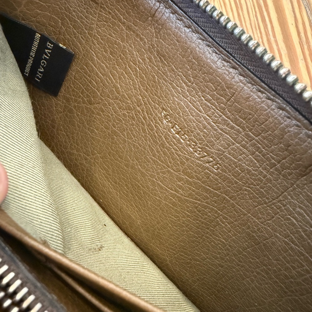 Bulgari Sage Green Leather Canvas Wallet with Zipper Charm - Picture 12 of 12